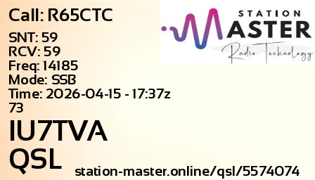 QSL Card for IU7TVA QSO with R65CTC