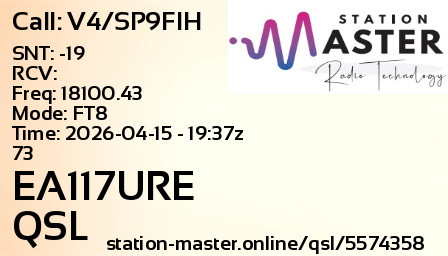 QSL Card for EA117URE QSO with V4/SP9FIH