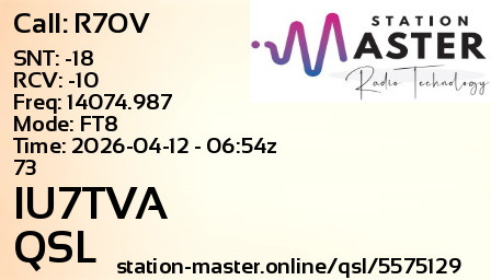 QSL Card for IU7TVA QSO with R7OV