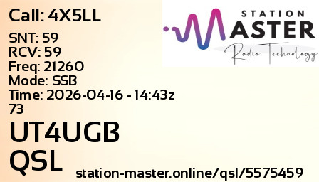 QSL Card for UT4UGB QSO with 4X5LL
