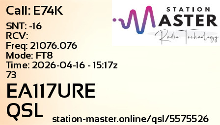 QSL Card for EA117URE QSO with E74K
