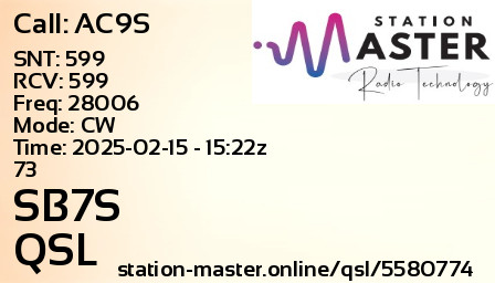 QSL Card for SB7S QSO with AC9S