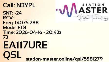 QSL Card for EA117URE QSO with N3YPL