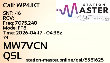 QSL Card for MW7VCN QSO with WP4JKT