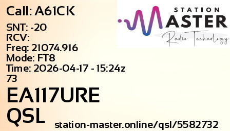 QSL Card for EA117URE QSO with A61CK