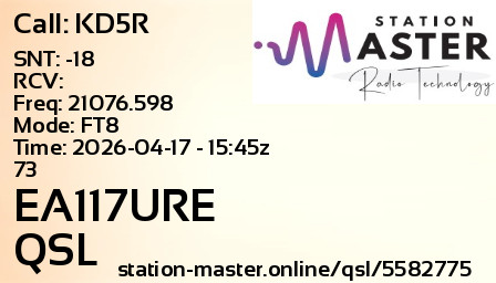 QSL Card for EA117URE QSO with KD5R