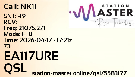 QSL Card for EA117URE QSO with NK1I