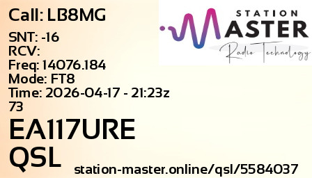 QSL Card for EA117URE QSO with LB8MG