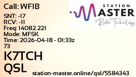 QSL Card for K7TCH QSO with WF1B