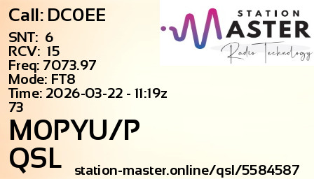 QSL Card for M0PYU/P QSO with DC0EE