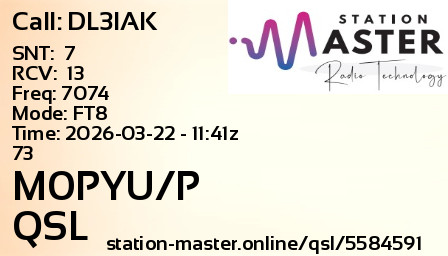 QSL Card for M0PYU/P QSO with DL3IAK