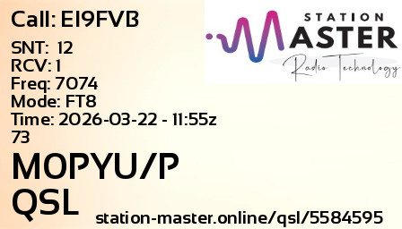 QSL Card for M0PYU/P QSO with EI9FVB