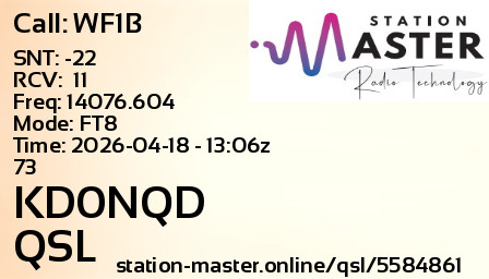 QSL Card for KD0NQD QSO with WF1B