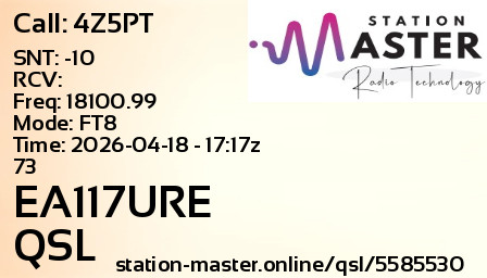 QSL Card for EA117URE QSO with 4Z5PT