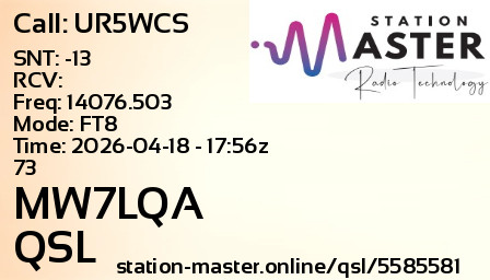 QSL Card for MW7LQA QSO with UR5WCS