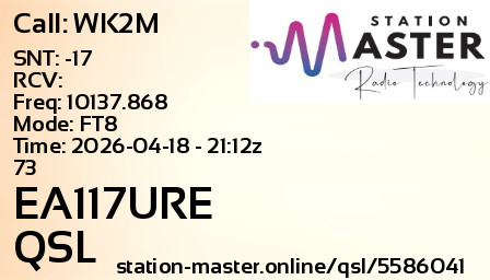 QSL Card for EA117URE QSO with WK2M