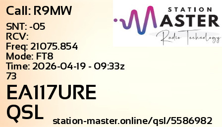 QSL Card for EA117URE QSO with R9MW