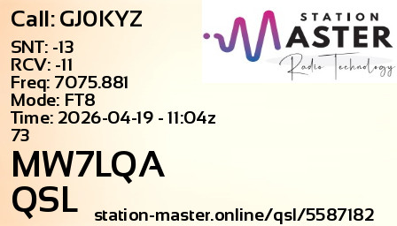 QSL Card for MW7LQA QSO with GJ0KYZ