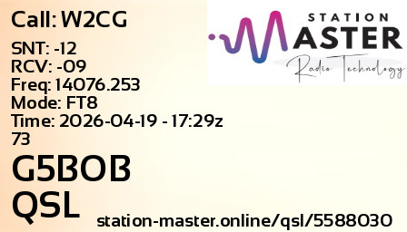 QSL Card for G5BOB QSO with W2CG
