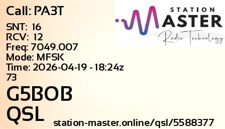 QSL Card for G5BOB QSO with PA3T