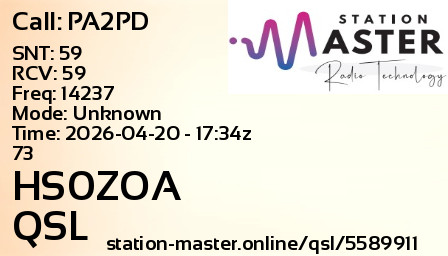 QSL Card for HS0ZOA QSO with PA2PD