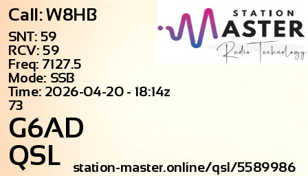 QSL Card for G6AD QSO with W8HB