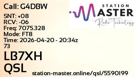 QSL Card for LB7XH QSO with G4DBW