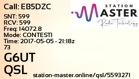 QSL Card for G6UT QSO with EB5DZC