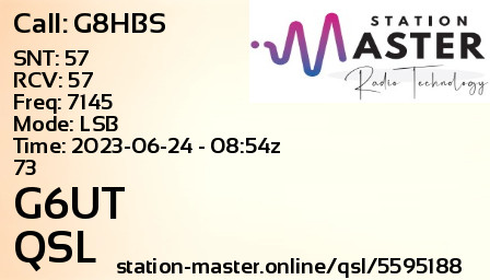 QSL Card for G6UT QSO with G8HBS