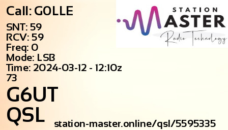 QSL Card for G6UT QSO with G0LLE
