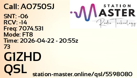 QSL Card for G1ZHD QSO with AO750SJ