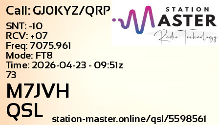 QSL Card for M7JVH QSO with GJ0KYZ/QRP