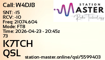 QSL Card for K7TCH QSO with W4DJB