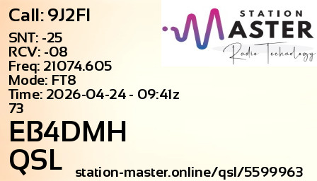 QSL Card for EB4DMH QSO with 9J2FI