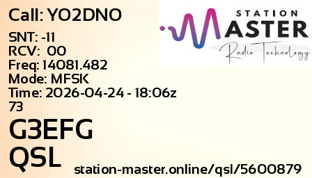 QSL Card for G3EFG QSO with YO2DNO