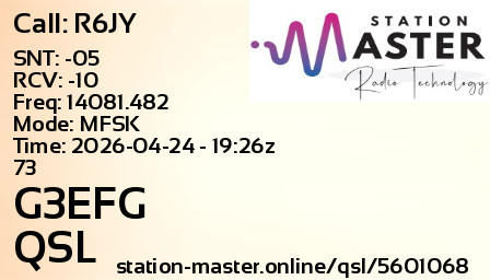 QSL Card for G3EFG QSO with R6JY