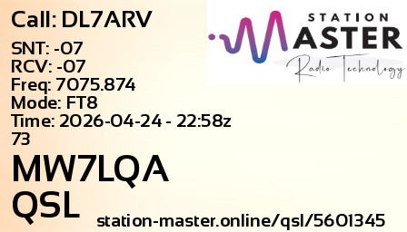 QSL Card for MW7LQA QSO with DL7ARV