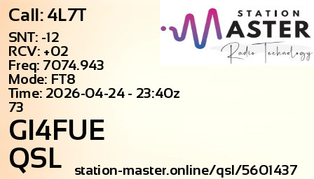 QSL Card for GI4FUE QSO with 4L7T