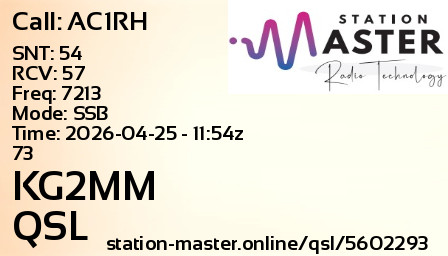 QSL Card for KG2MM QSO with AC1RH