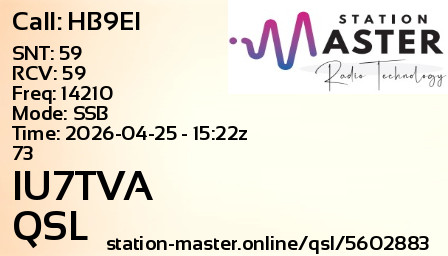 QSL Card for IU7TVA QSO with HB9EI