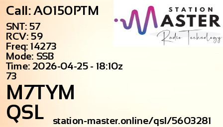 QSL Card for M7TYM QSO with AO150PTM