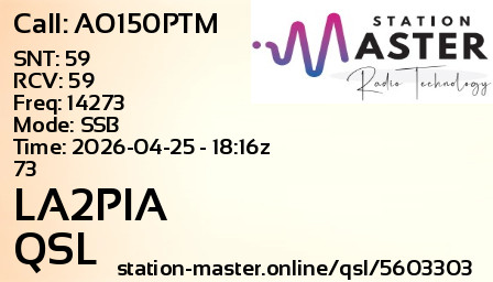 QSL Card for LA2PIA QSO with AO150PTM
