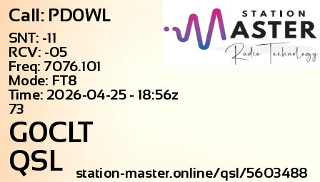 QSL Card for G0CLT QSO with PD0WL