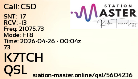 QSL Card for K7TCH QSO with C5D