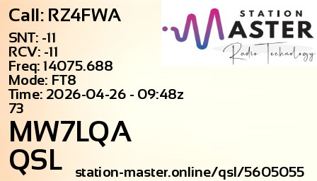 QSL Card for MW7LQA QSO with RZ4FWA