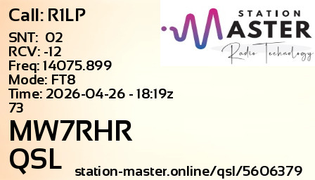 QSL Card for MW7RHR QSO with R1LP