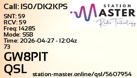 QSL Card for GW8PIT QSO with IS0/DK2KPS