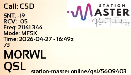 QSL Card for M0RWL QSO with C5D