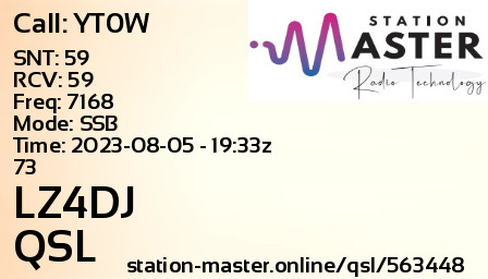 QSL Card for LZ4DJ QSO with YT0W