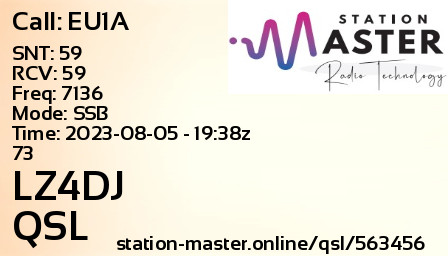 QSL Card for LZ4DJ QSO with EU1A